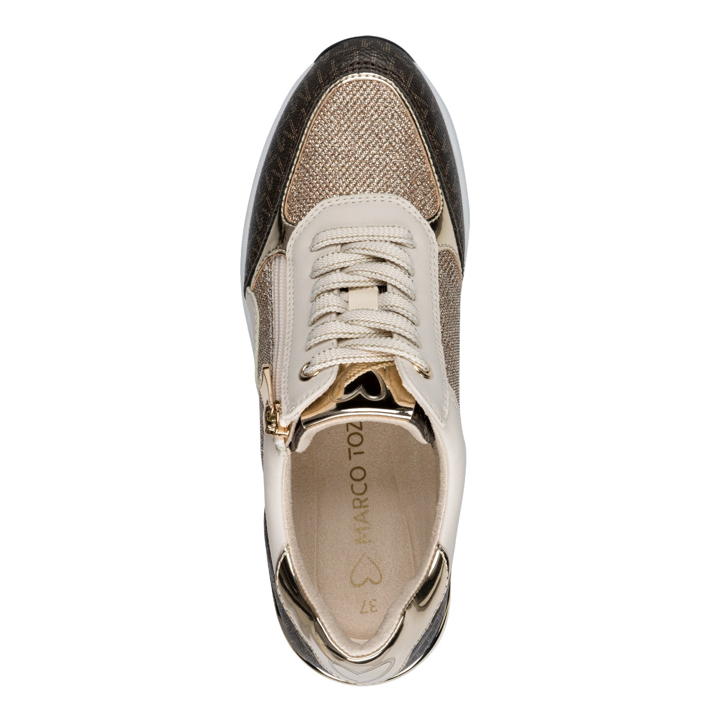 MT Wedge Lace Trainers -Cream Comb / Black