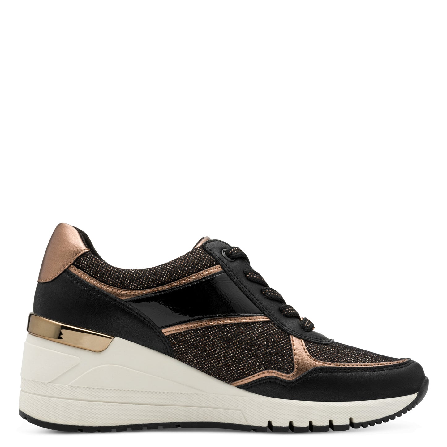 MT Wedge Lace Trainers - Black/Copper