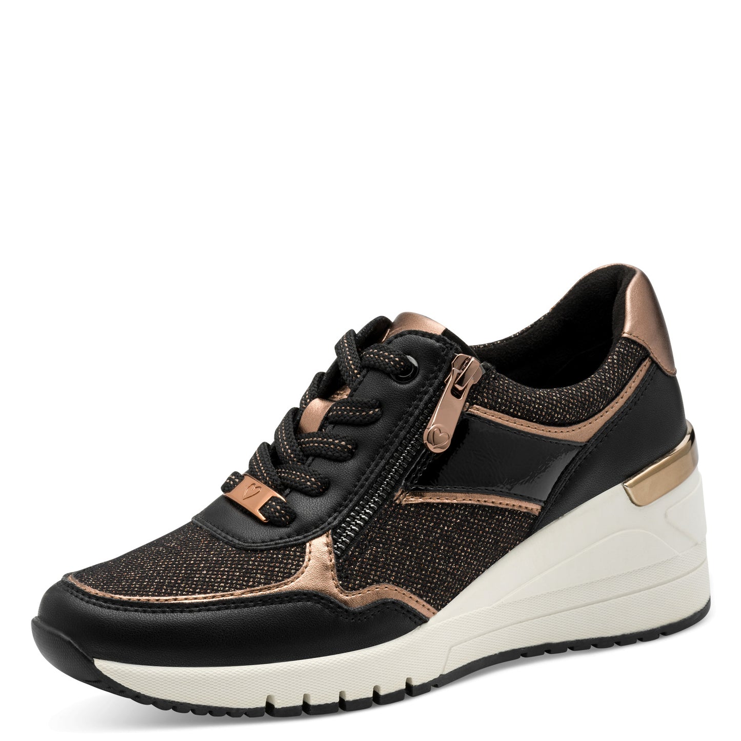 MT Wedge Lace Trainers - Black/Copper