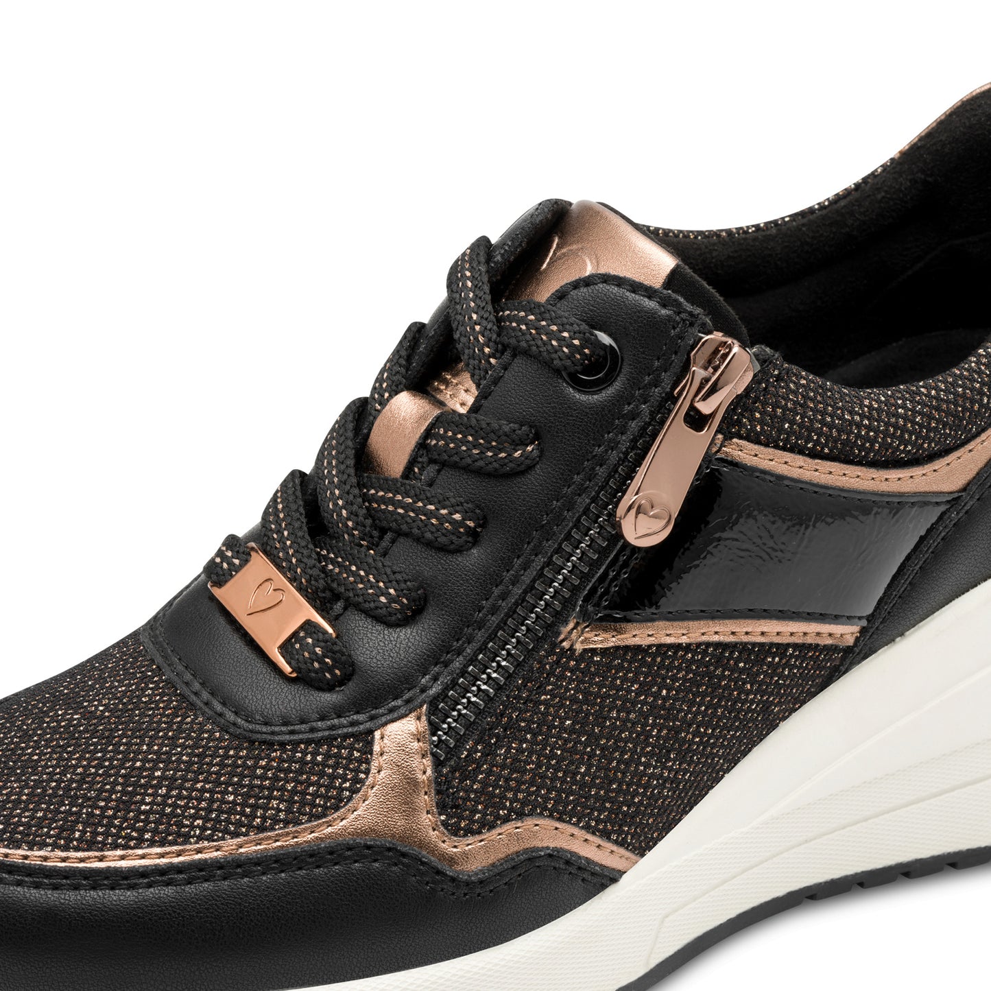 MT Wedge Lace Trainers - Black/Copper