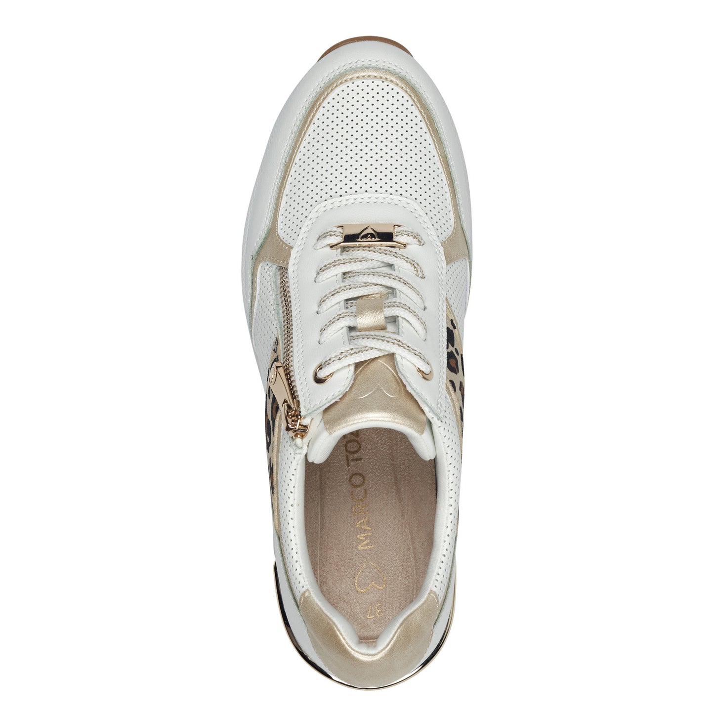 MT Wedge Animal Print Trainers - White Dune