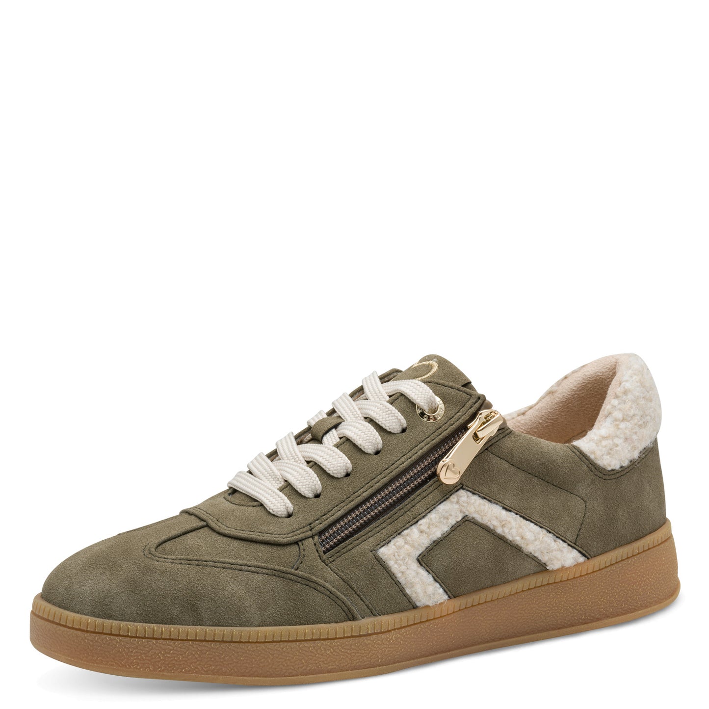 MT Khaki Fluffy Edge Trainers - Taupe Comb