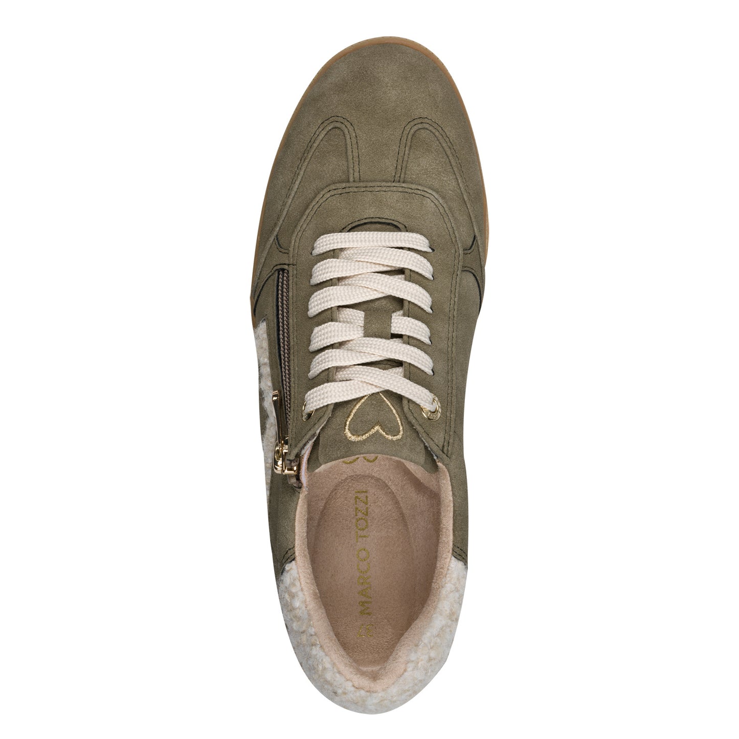 MT Khaki Fluffy Edge Trainers - Taupe Comb