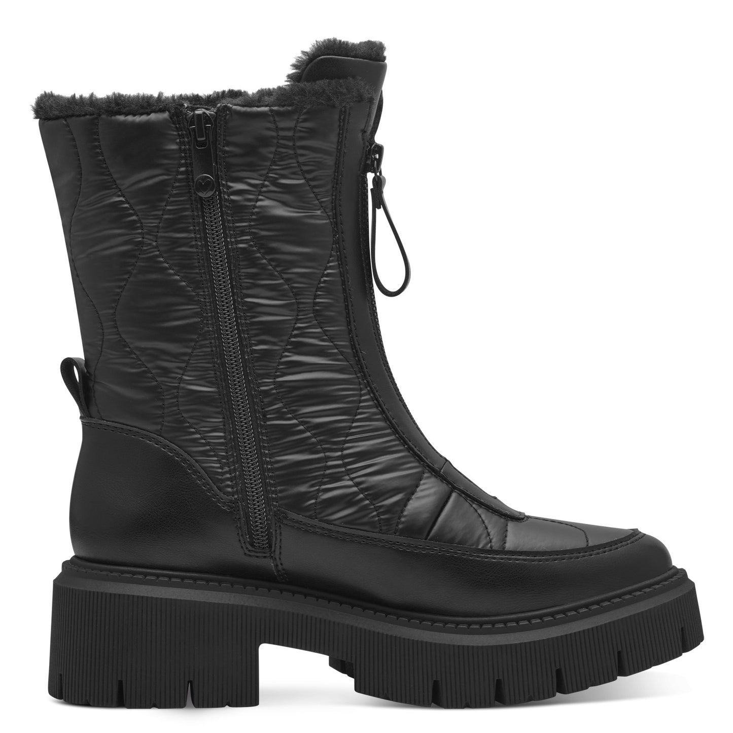 MT Front Zip Quilted Boots - Black