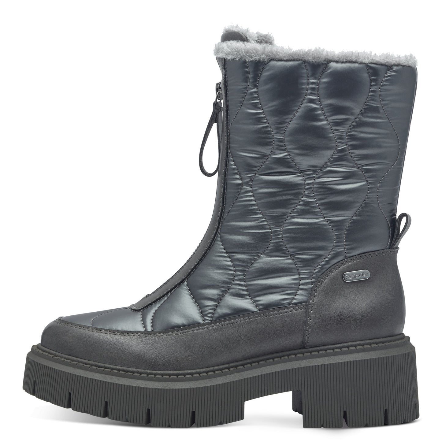 MT Front Zip Quilted Boots - Pewter