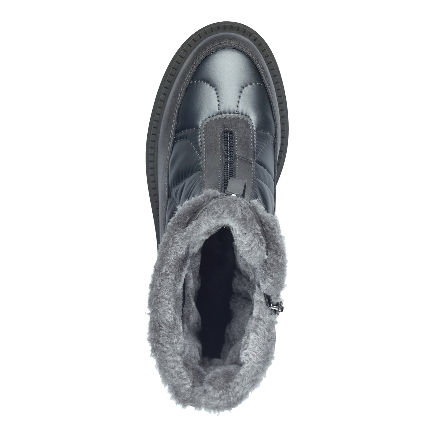 MT Front Zip Quilted Boots - Pewter