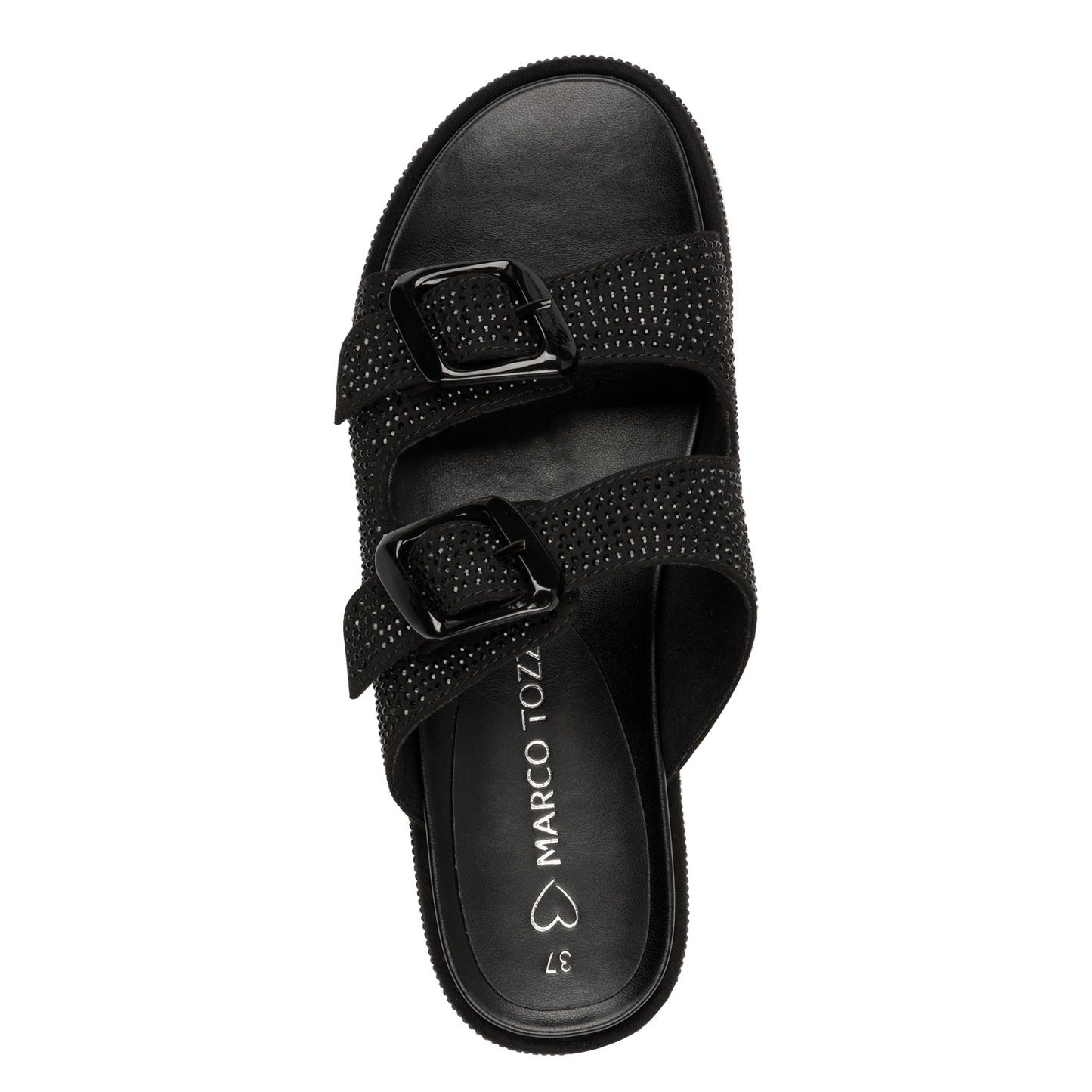 MT Sparkle Double Buckle Sandals - Black