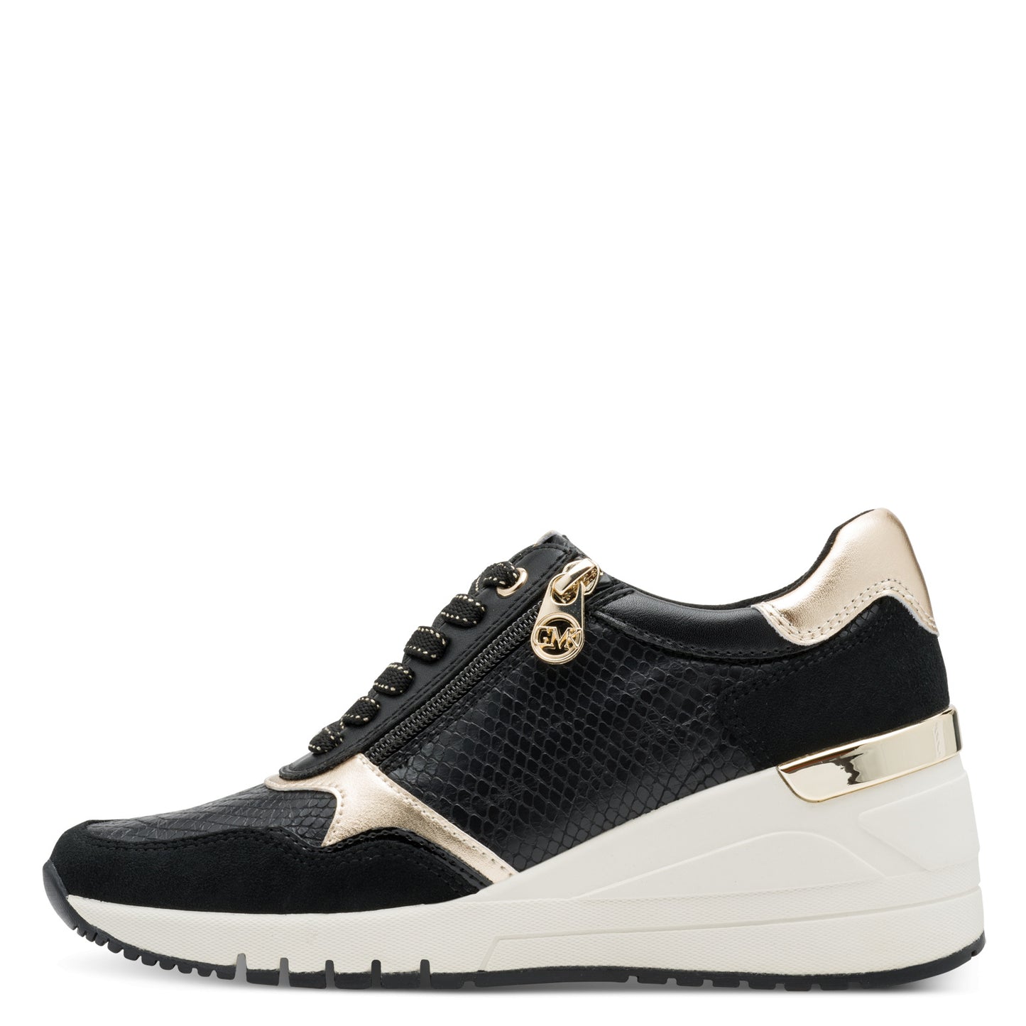 MT Wedge Lace Trainers - Black/Gold