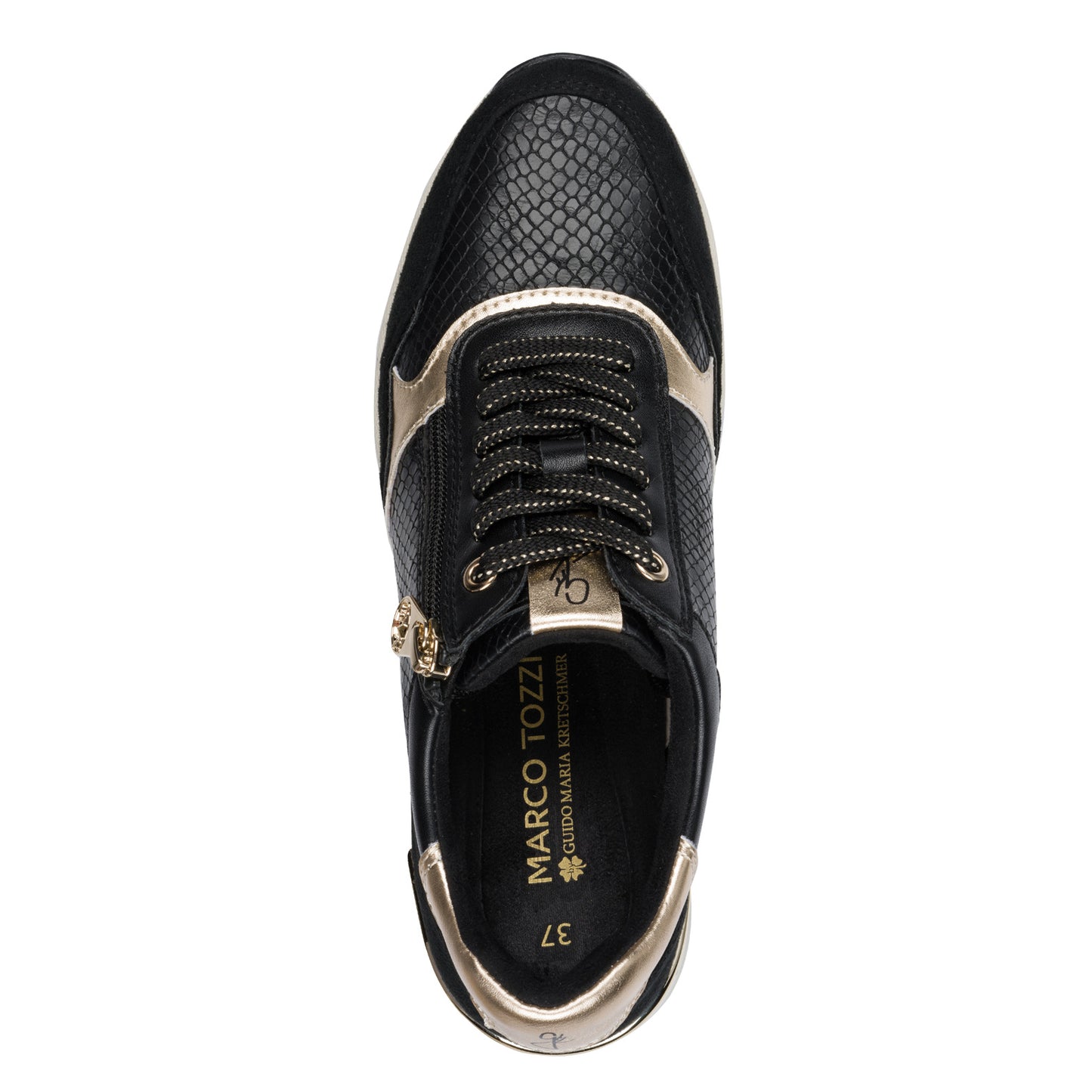MT Wedge Lace Trainers - Black/Gold