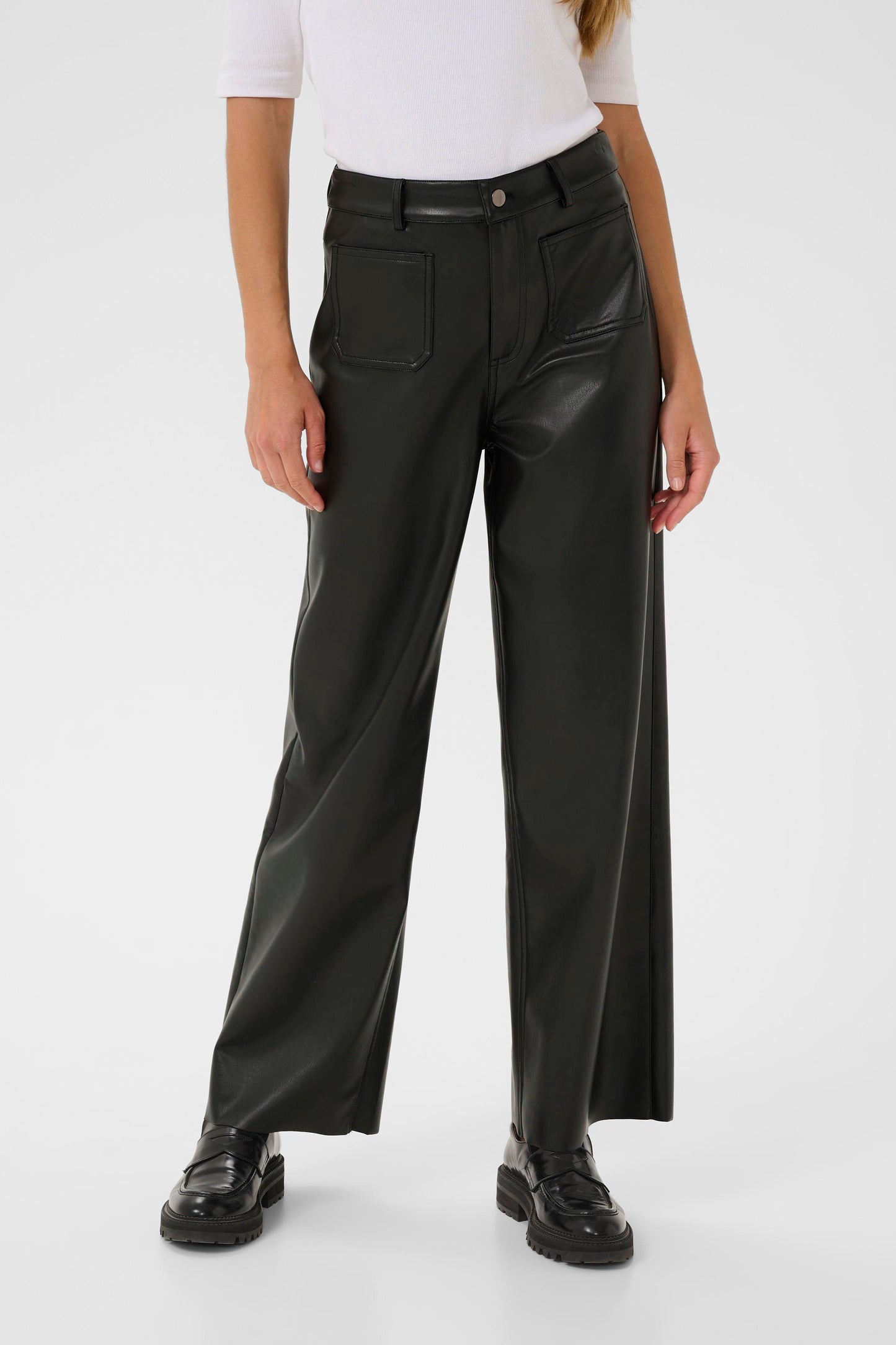 Kaffe Mikka Faux Leather Pants - black