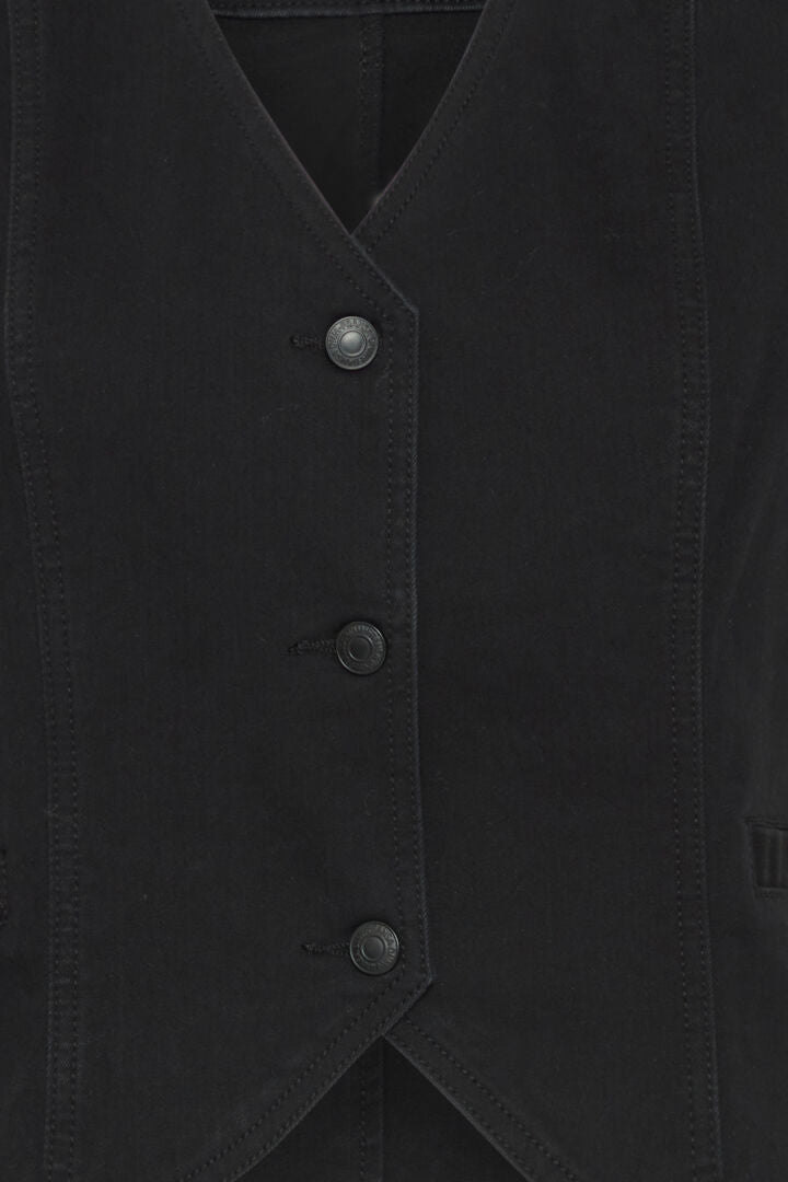 Fransa Phoenix Waistcoat - Black Denim
