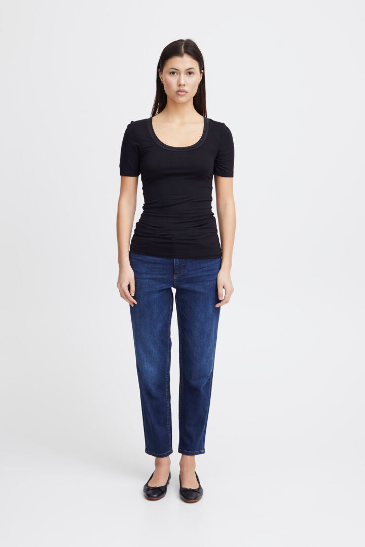 ICHI Zola Short Sleeve Top - Black