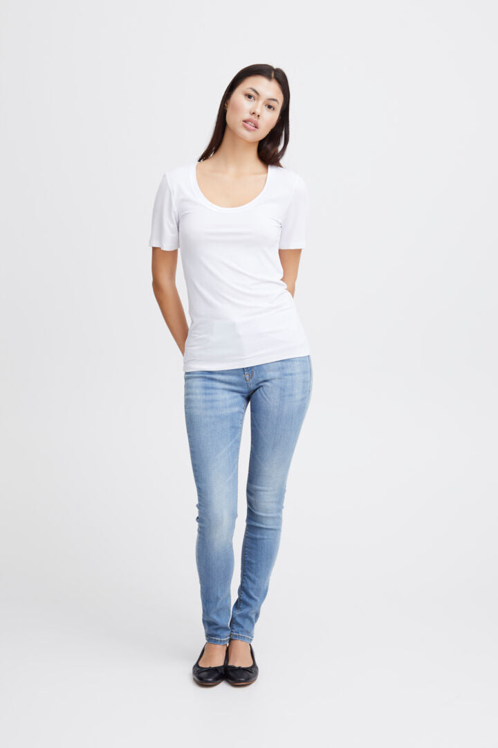 ICHI Zola Short Sleeve Top - White