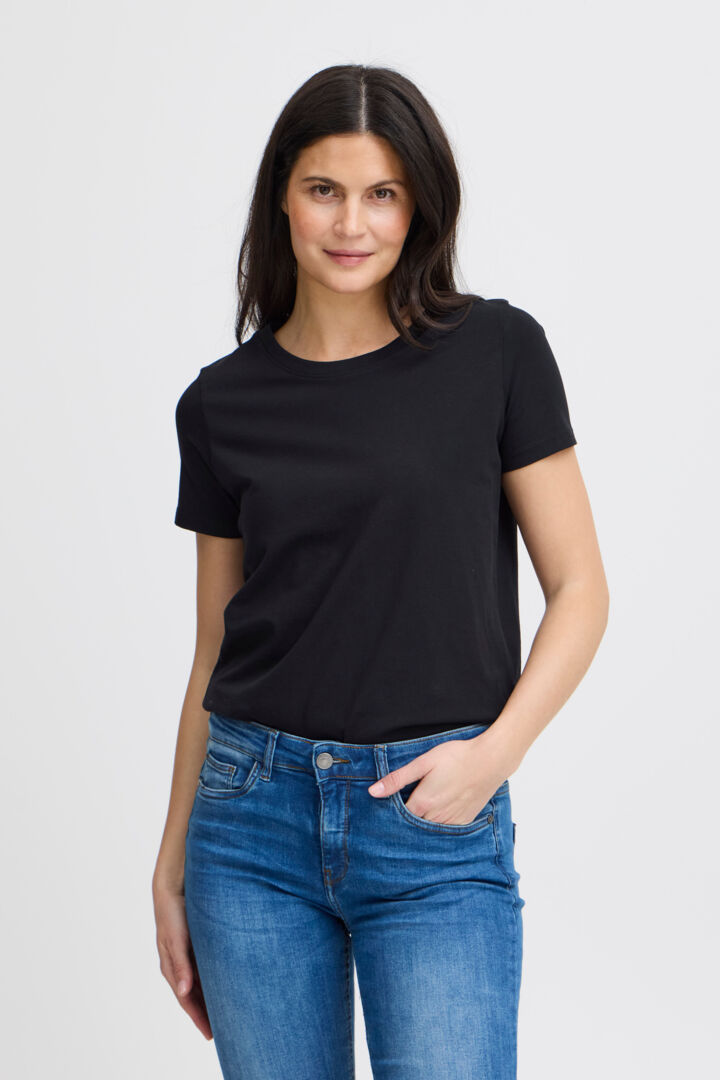 Fransa Shoulder Tee - Black
