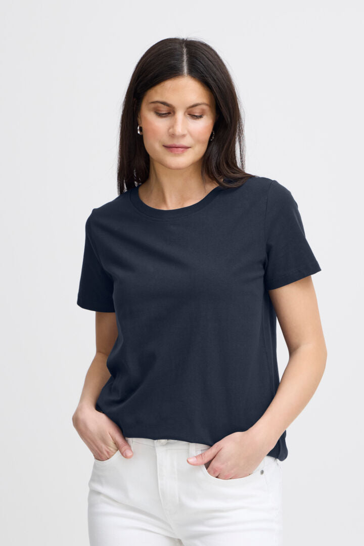 Fransa Shoulder Tee - Navy