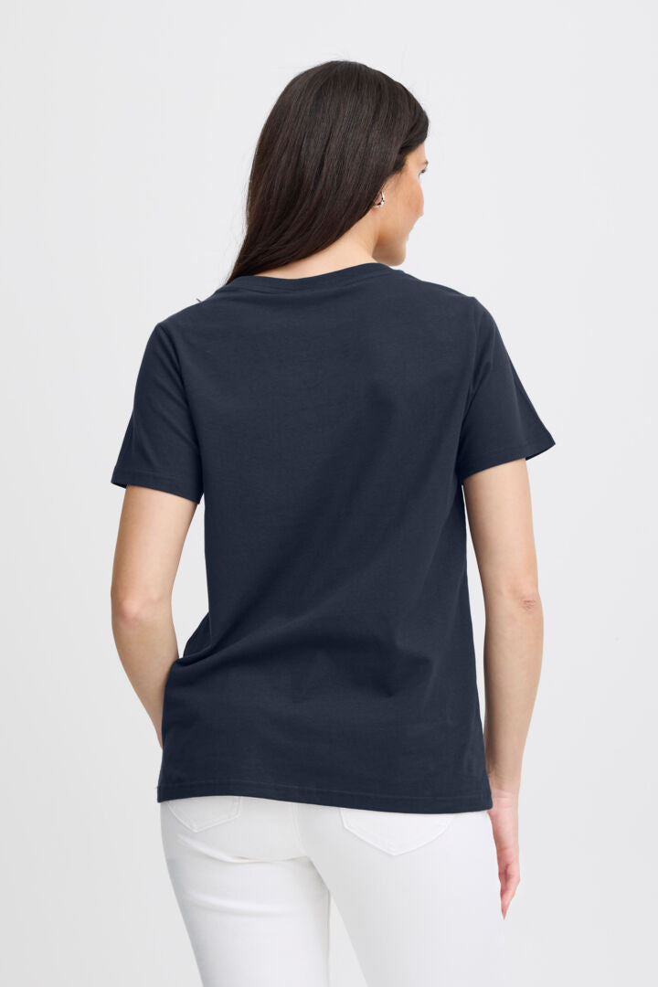 Fransa Shoulder Tee - Navy