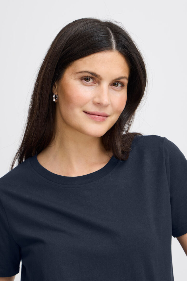 Fransa Shoulder Tee - Navy