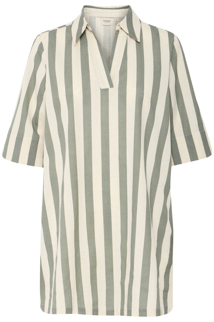 Fransa Maddie Dress - Agave Green Stripe