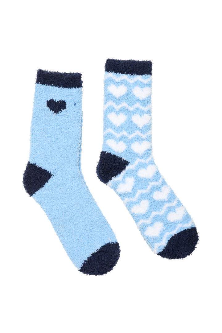 Fransa Heart Socks - Blue