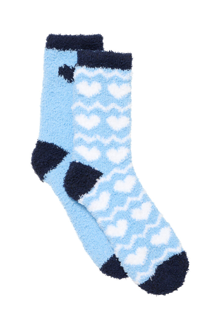 Fransa Heart Socks - Blue