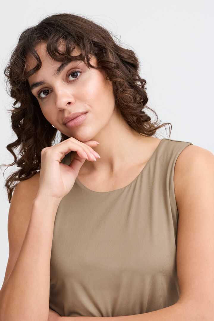 Fransa Ara Vest Top - Brindle