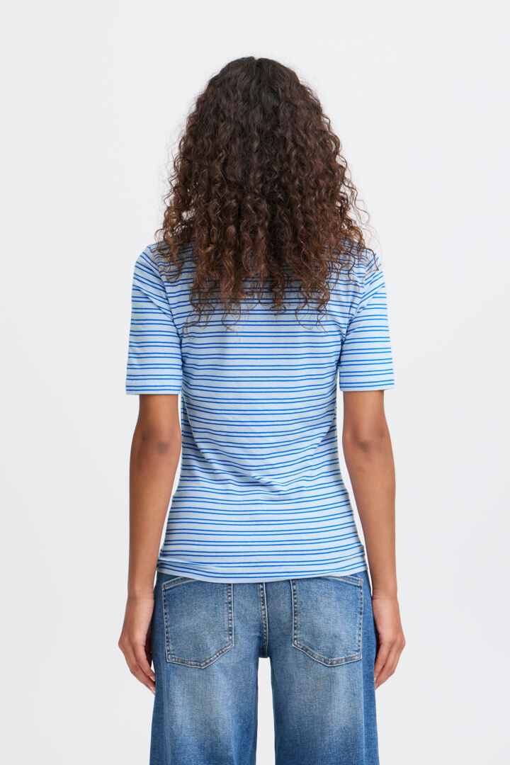 ICHI Mira V-Neck Top - Zen Blue