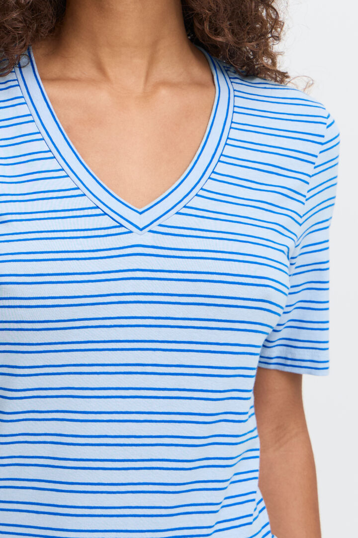 ICHI Mira V-Neck Top - Zen Blue