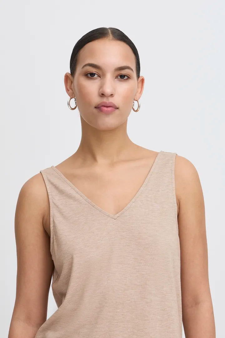ICHI Rebel Vest Top - Simply Taupe