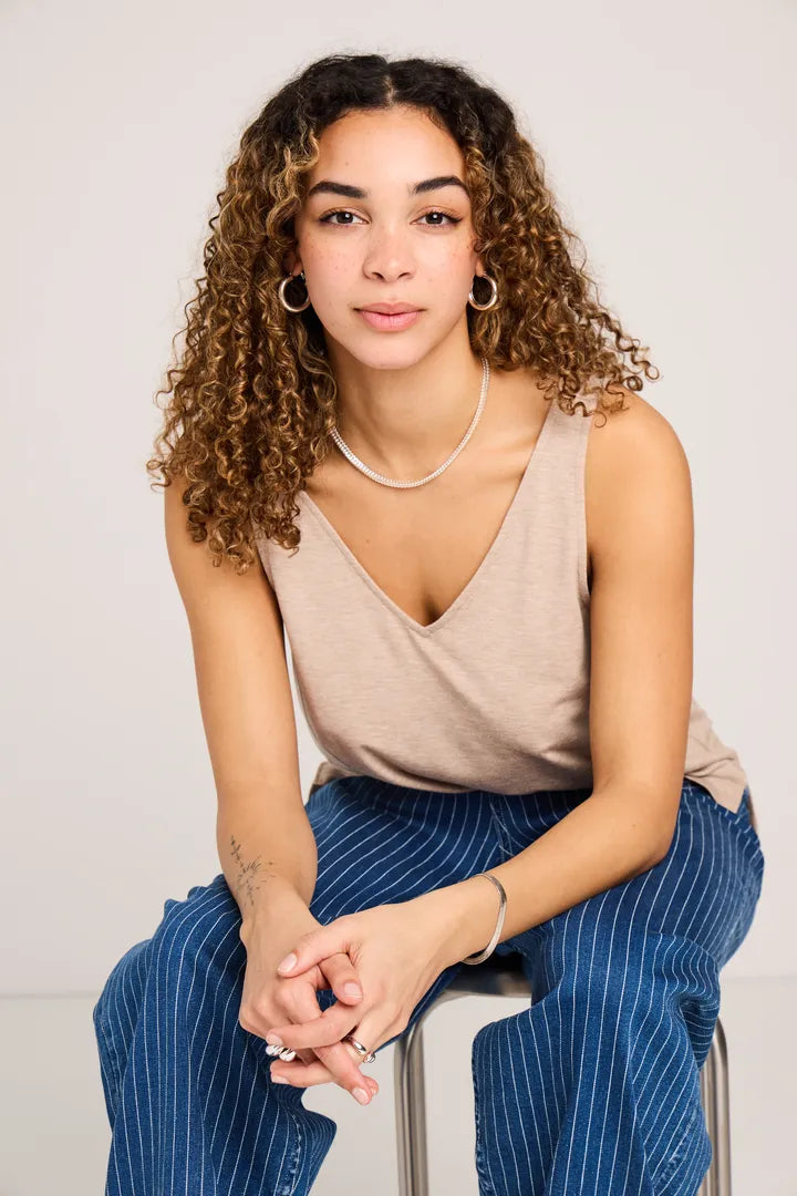 ICHI Rebel Vest Top - Simply Taupe