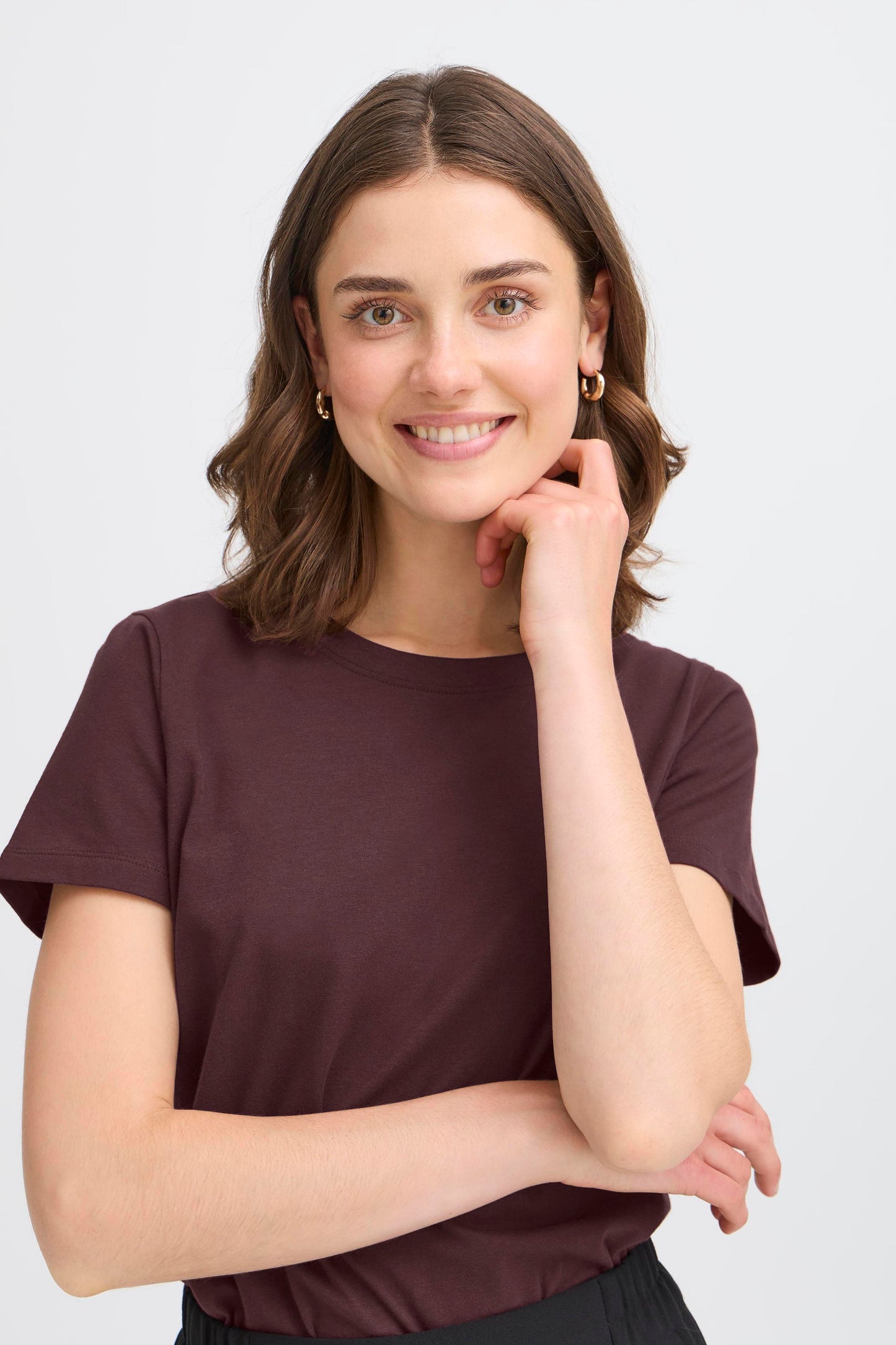 Fransa Zashoulder Tee - brown