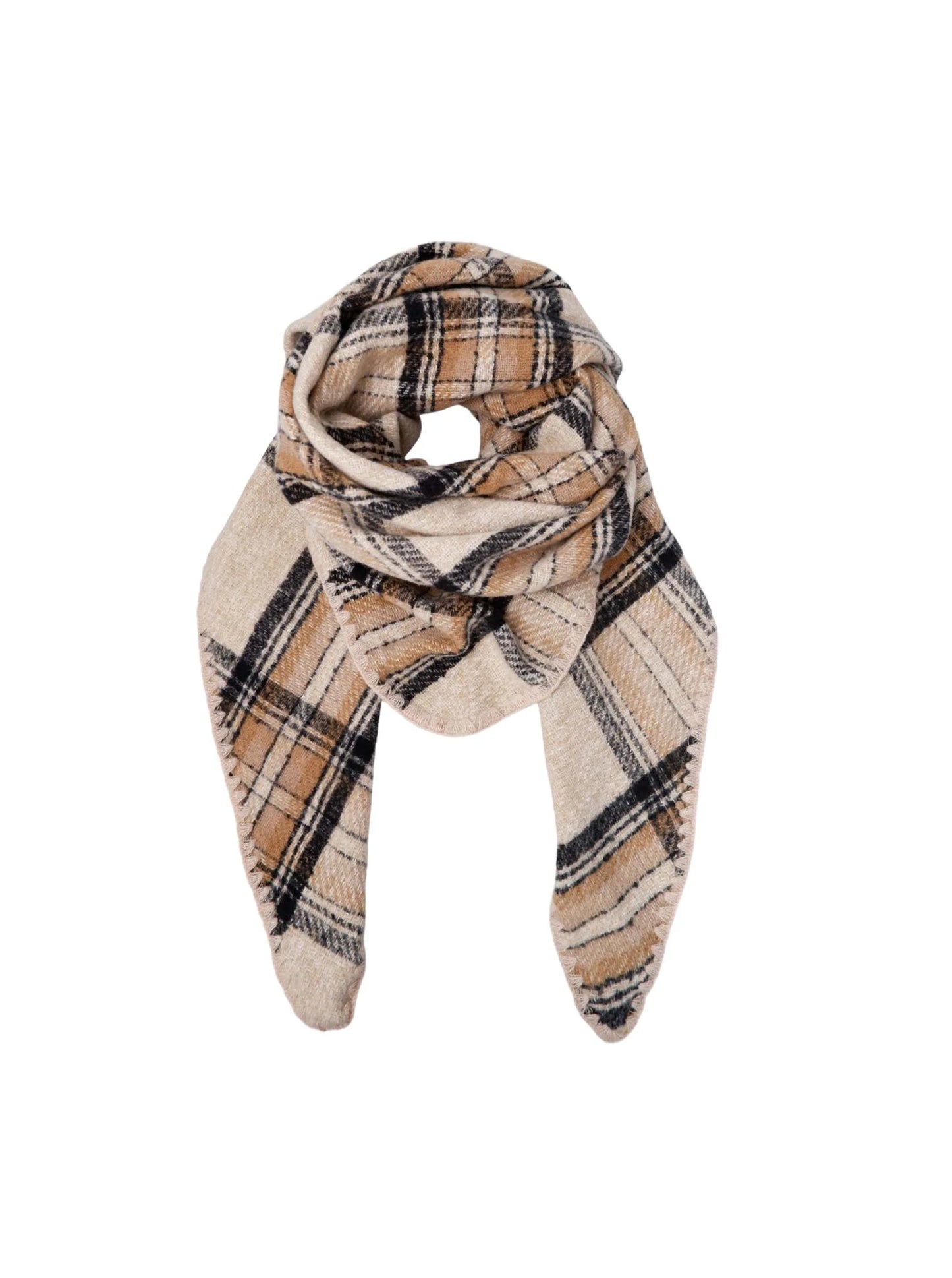 BC Leoni Chequered Scarf - Creme
