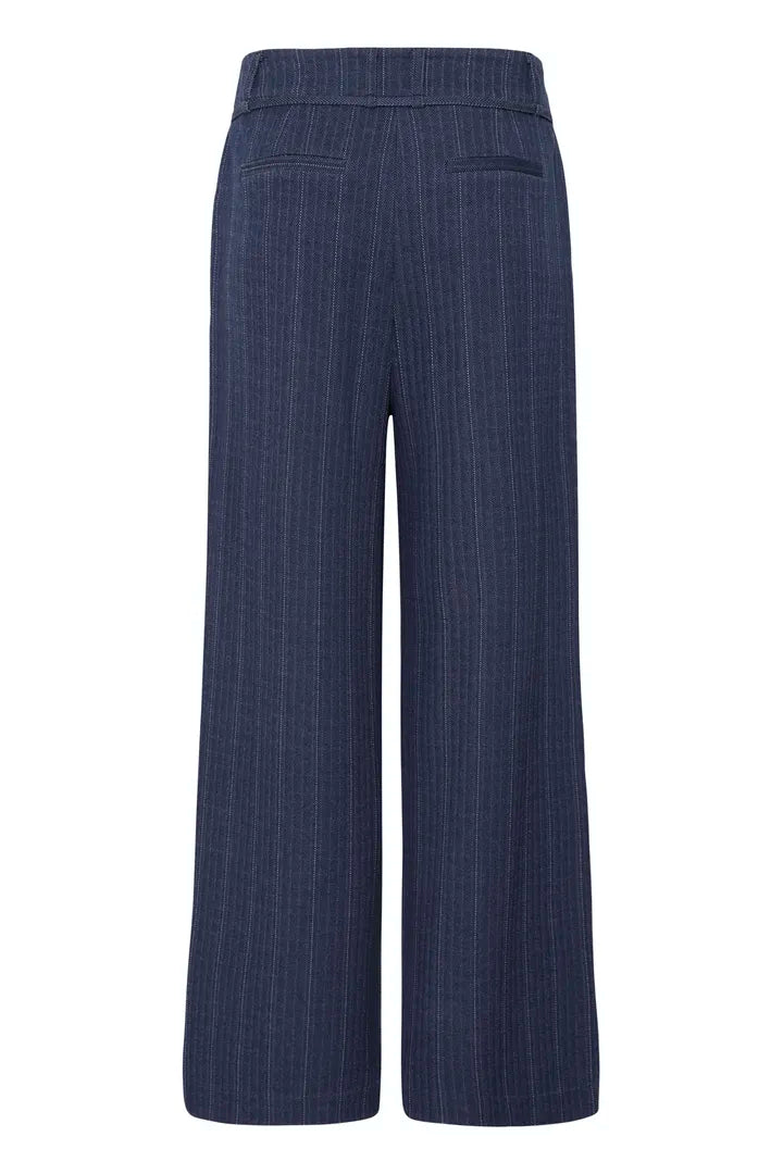 ICHI Kate Pinelle Wide Leg Trousers - Blue