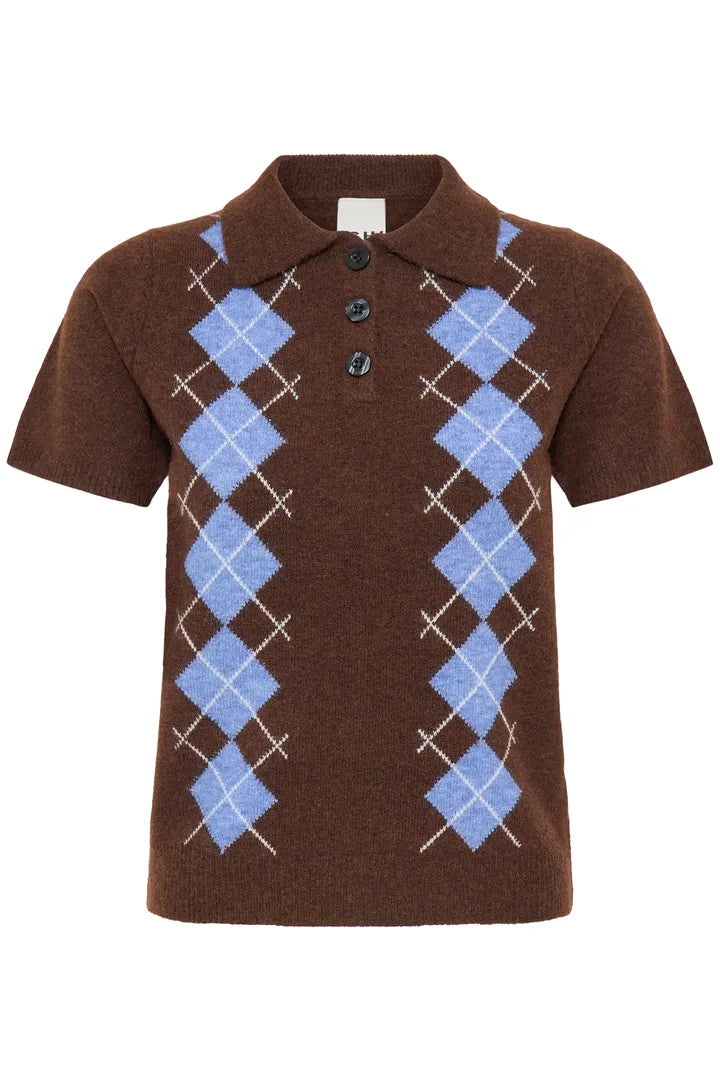ICHI Dasila Short Sleeve Top - Brown