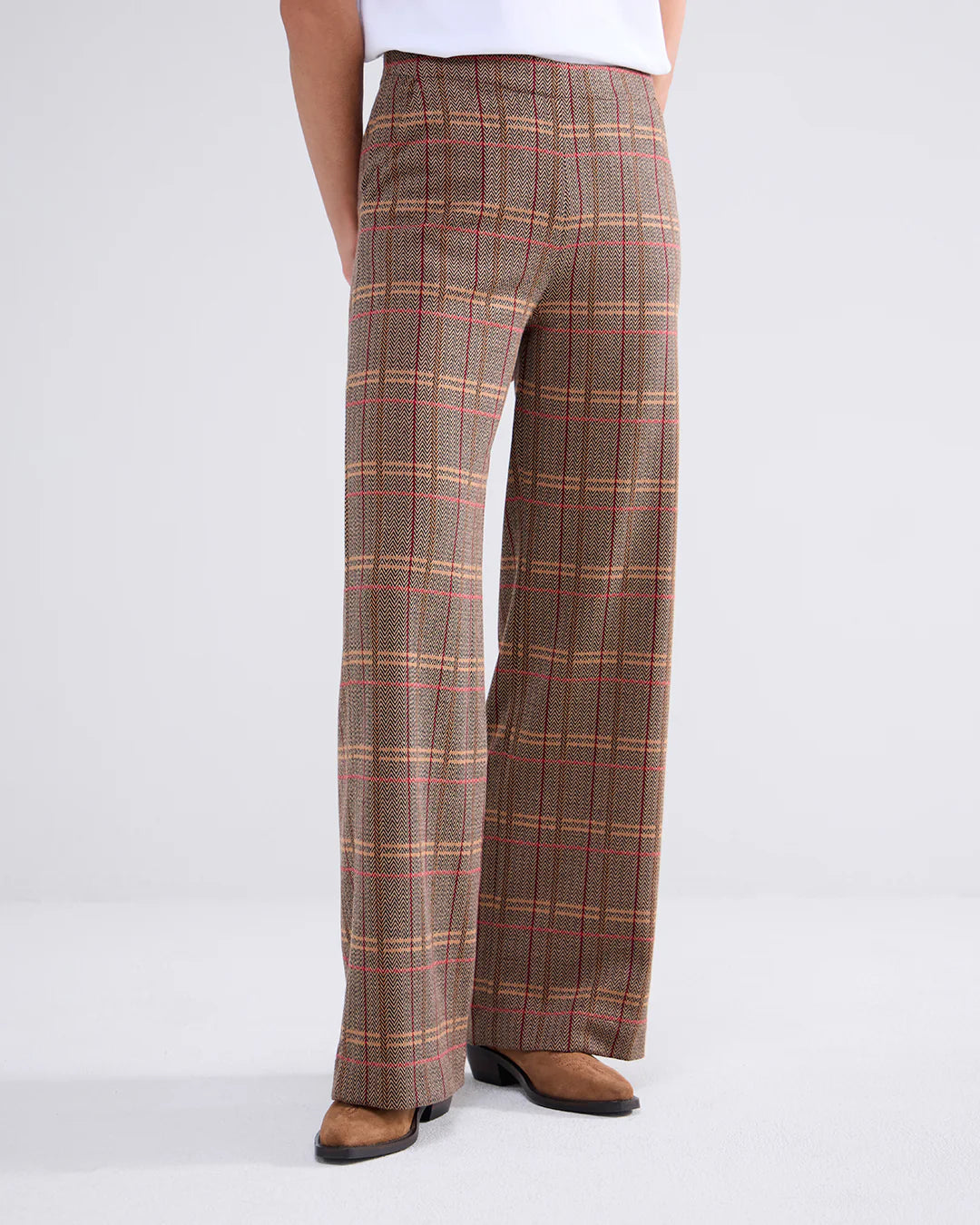 Summum Wide Leg Pants - Jacquard check