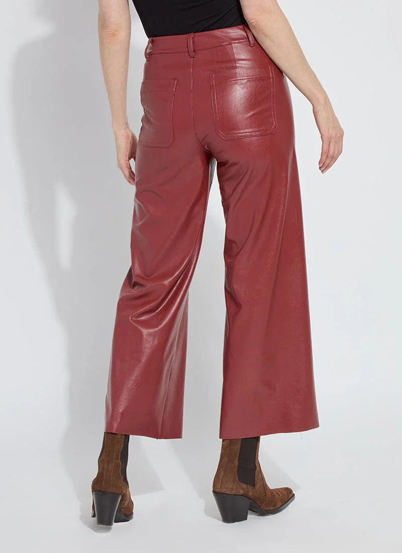 Lysse Vegan Leather Wide Leg Pants - Burnt Mahogany