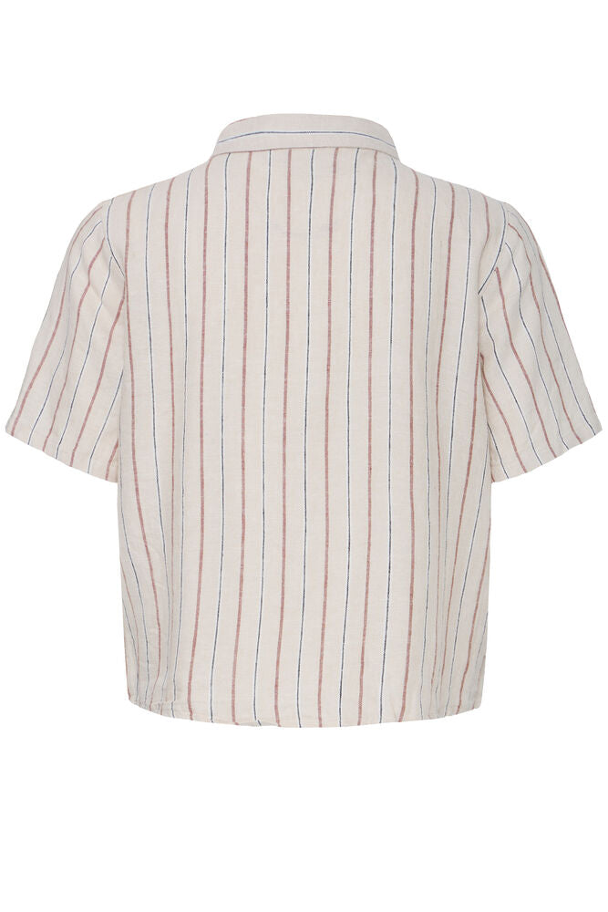 ICHI Linno Shirt - Brown Stripe