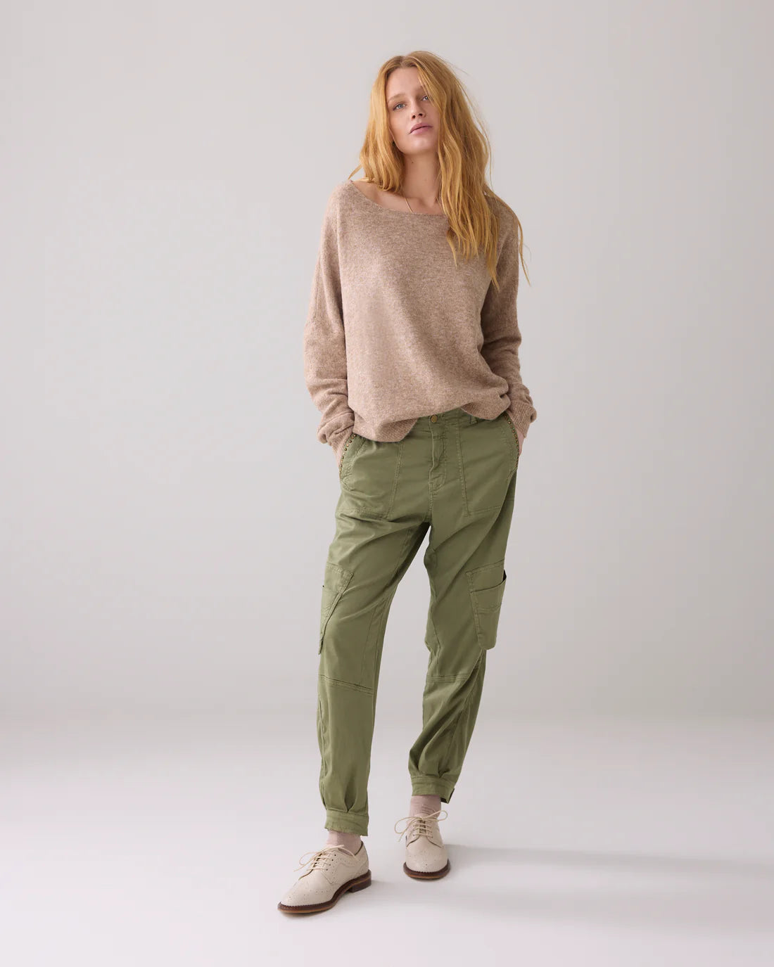 Summum Soft Stud Trousers - khaki