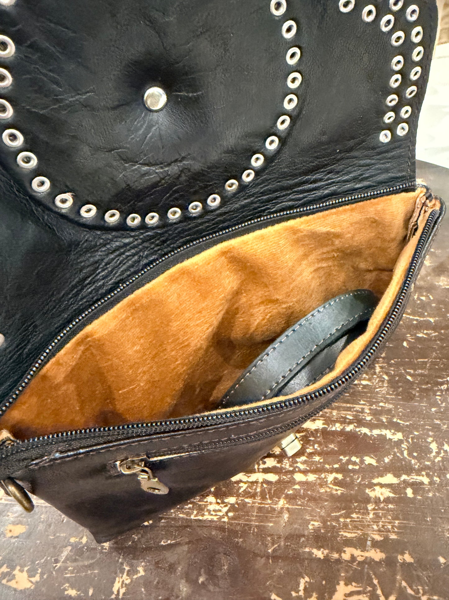 Maroc Leather Bag - black/blue stone