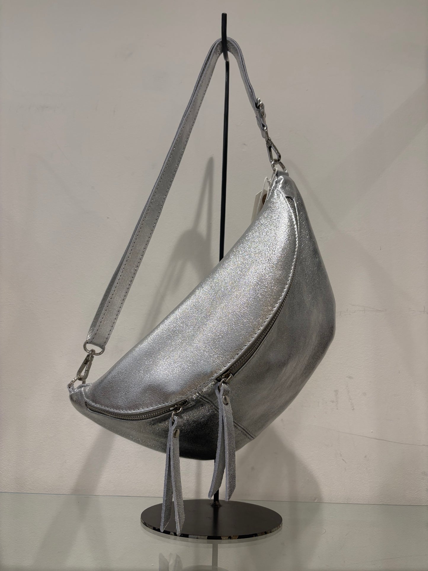 Large Leather Double Zip Bum Bag - Various Colours