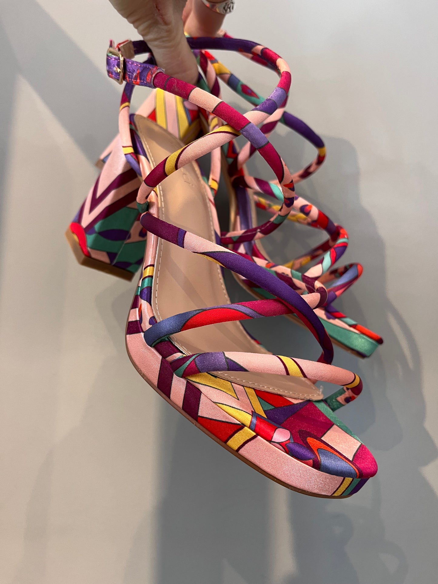 Satin heels - pink multi