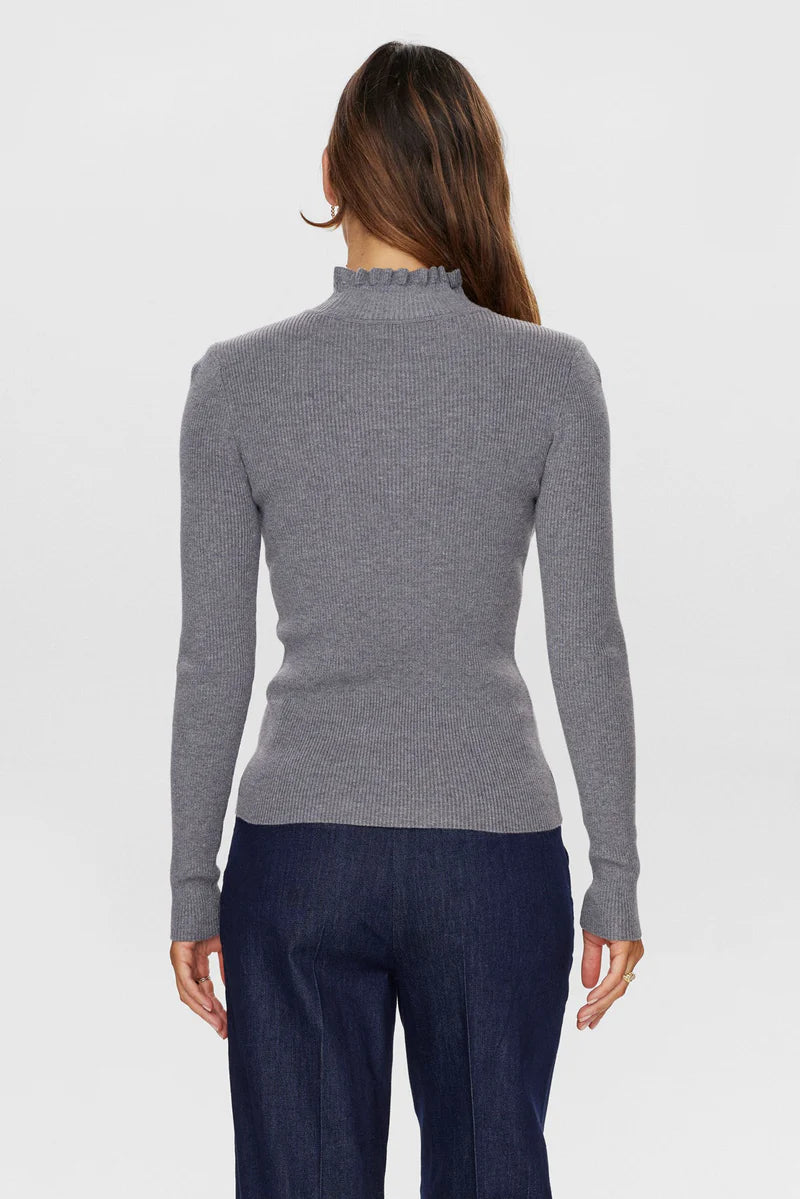 Numph Sidanu High neck Pullover - Grey
