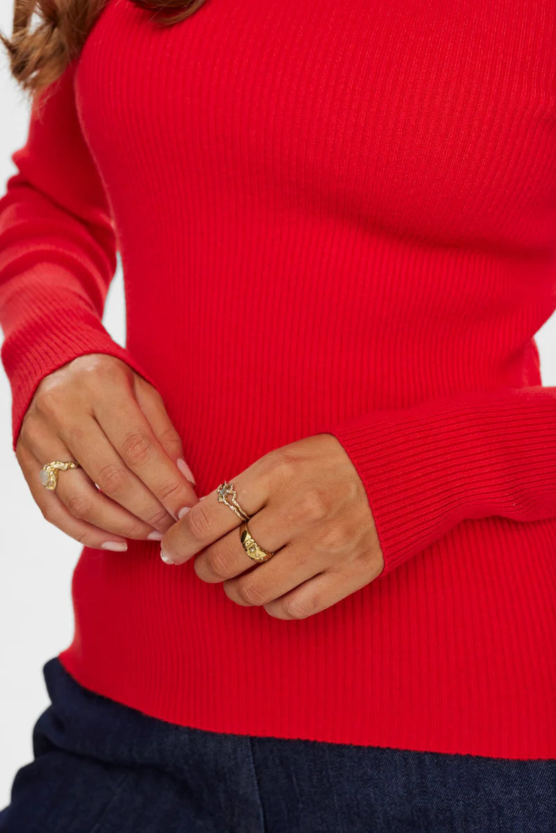 Numph Sidanu High neck Pullover - Red