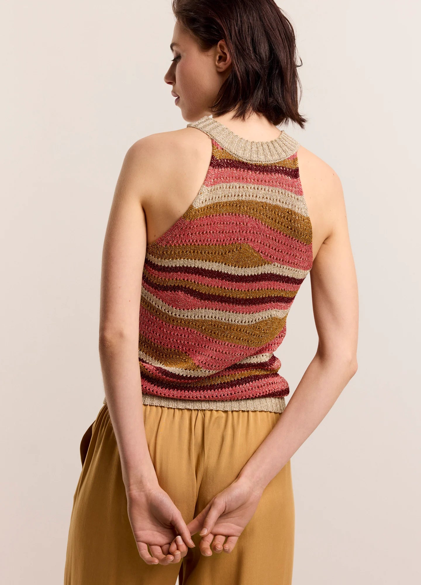 Summum Halter Lurex Swirl Knit Top