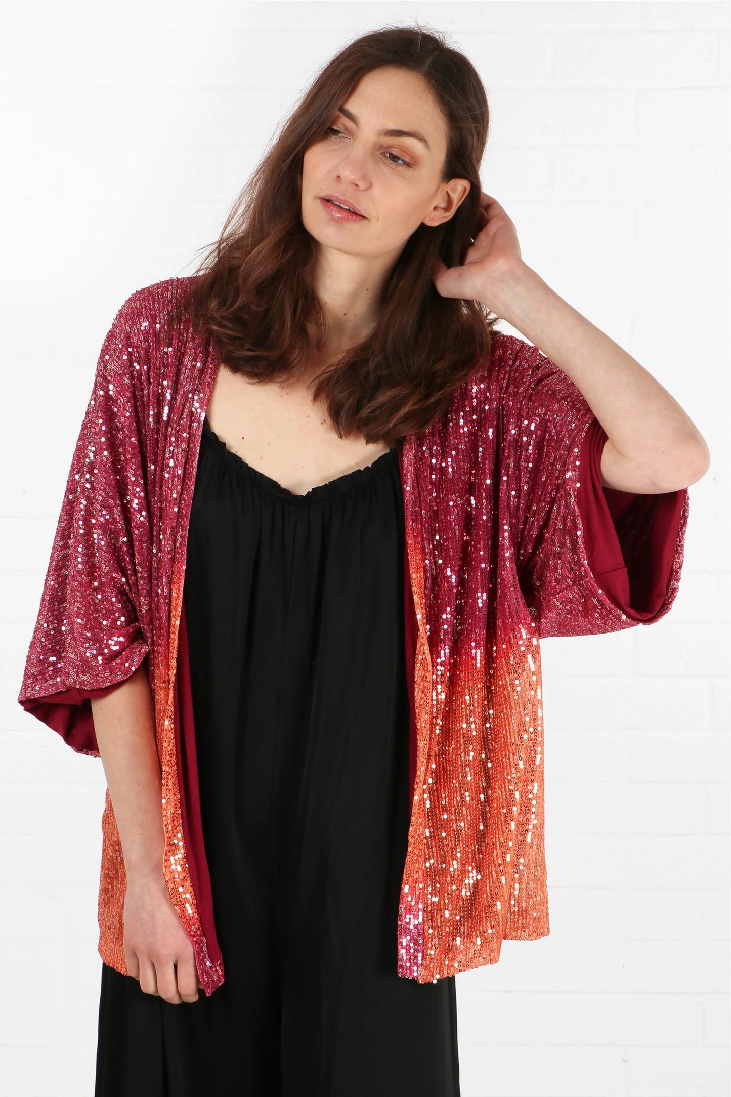 Ombre Sequin Kimono - Pink/Orange