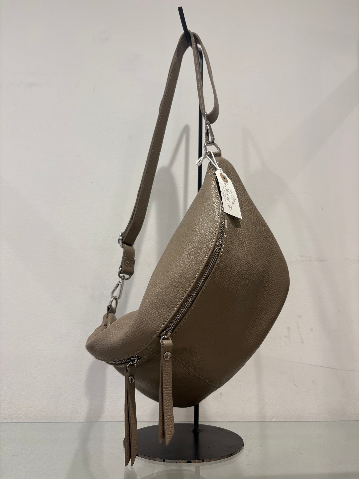 Large Leather Double Zip Bum Bag - Various Colours
