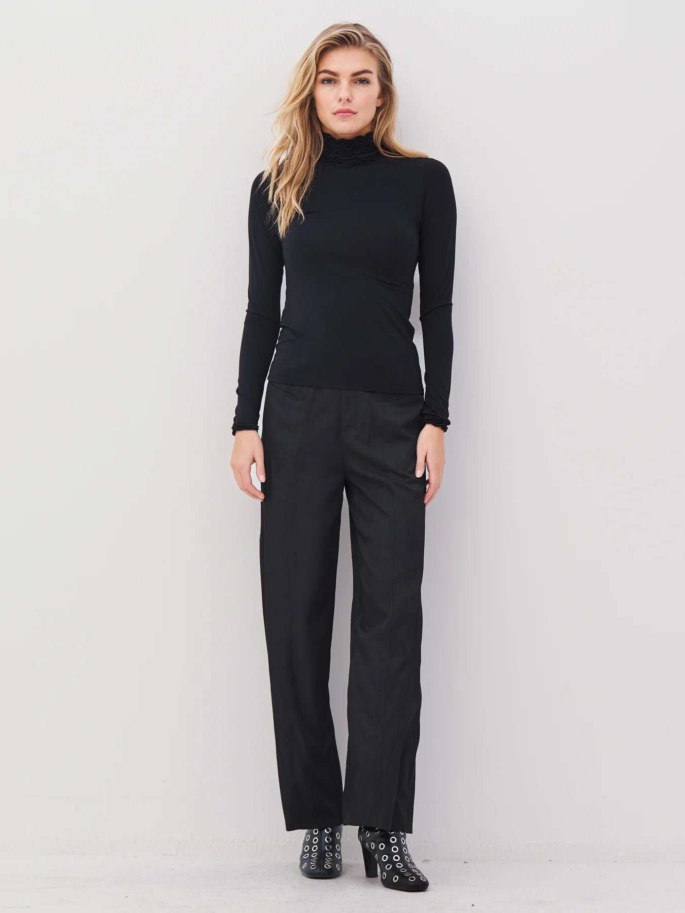 NU Denmark Adele Long Sleeve Polo - Black