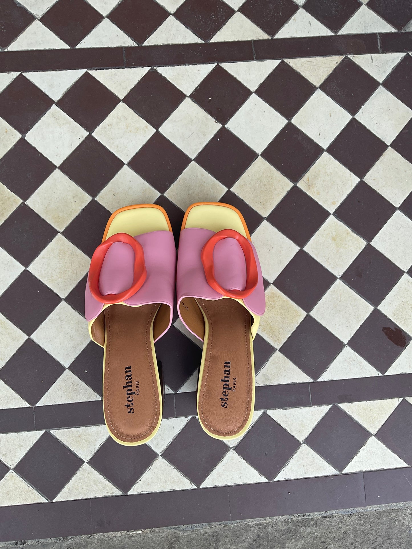 Block Heel Mules - candy