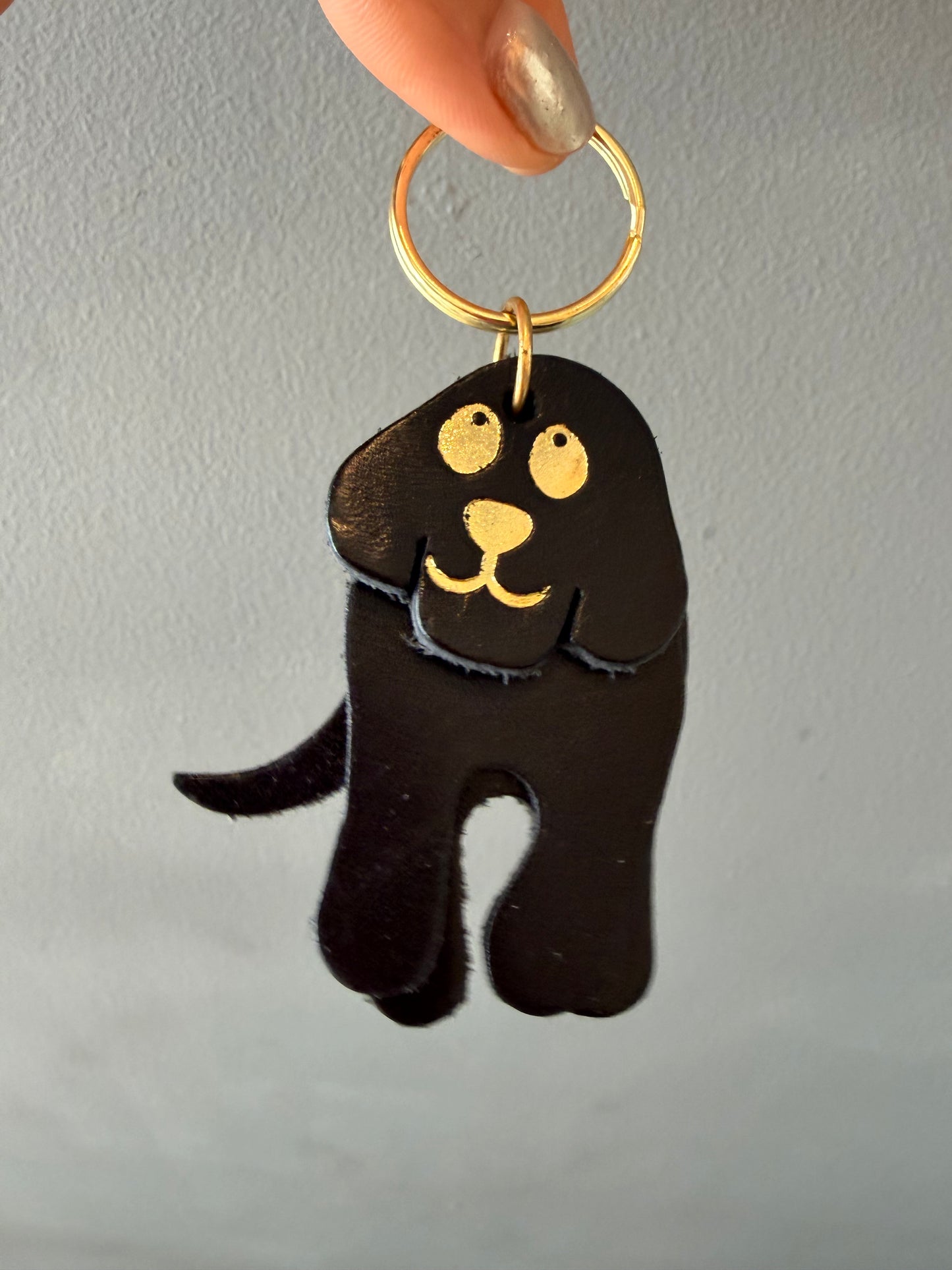 Leather dog keyring