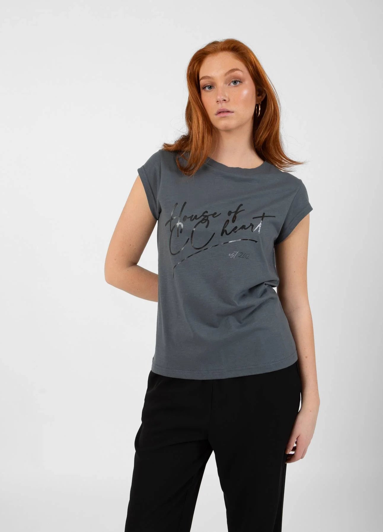 Coster Copenhagen Heart Basic V-neck T-Shirt - Stone Grey