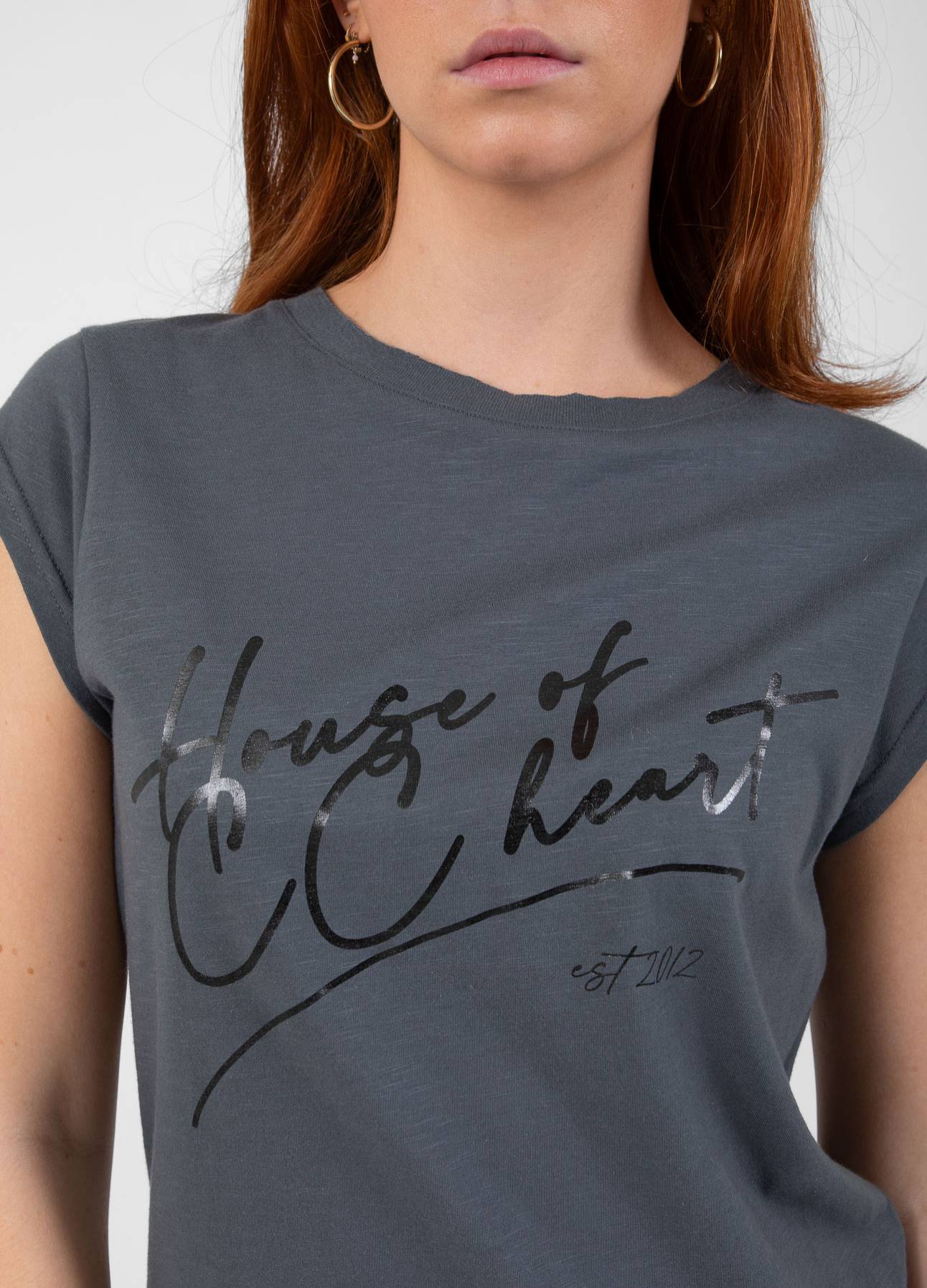 Coster Copenhagen Heart Basic V-neck T-Shirt - Stone Grey